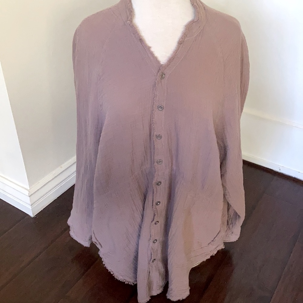 We The Free Summer Daydream Cotton Buttondown in the color Soft Cashmere